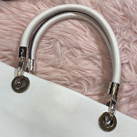 Luna by LaVoie Alex Bianco White Leather Tote Handbag - Picture 6 of 13